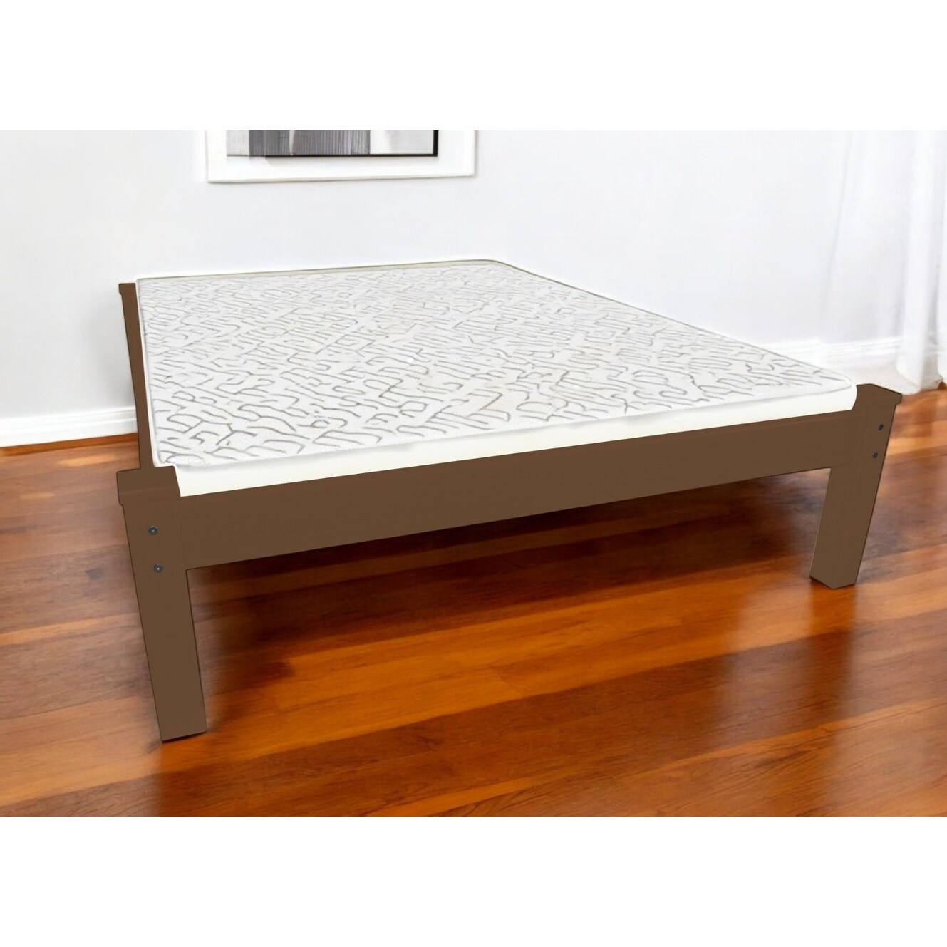 HomeRoots Brown Solid Wood Twin Bed Frame