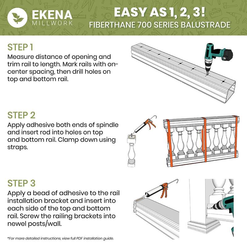 Fiberthane 700 Series Arcadian Baluster, Factory Primed