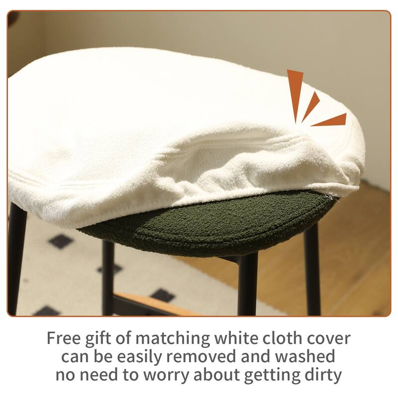 Set of 2 Modern Backless Upholstered Counter Bar Stools