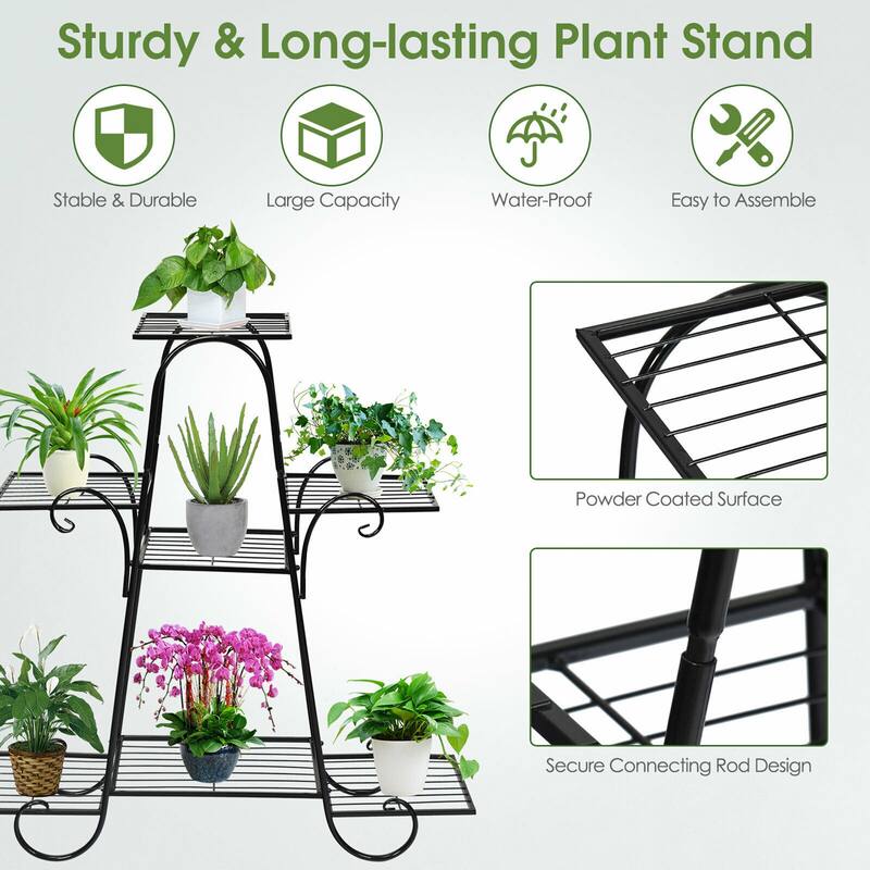 7 Tier Plant Stand Metal Shelf Multilayer Potted Display Rack Garden