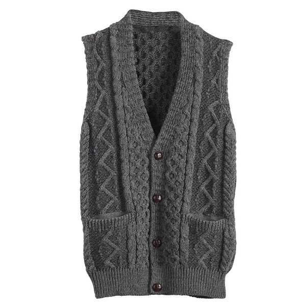 Shop Men&#39;s Aran Waistcoat - Cable Knit Wool Button Down Sweater Vest - On Sale - Free Shipping ...