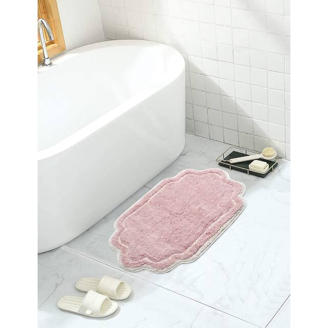 Home Weavers Allure Collection Absorbent Cotton, Machine Washable and Dry Bath Rugs - 17"x24" - Pink