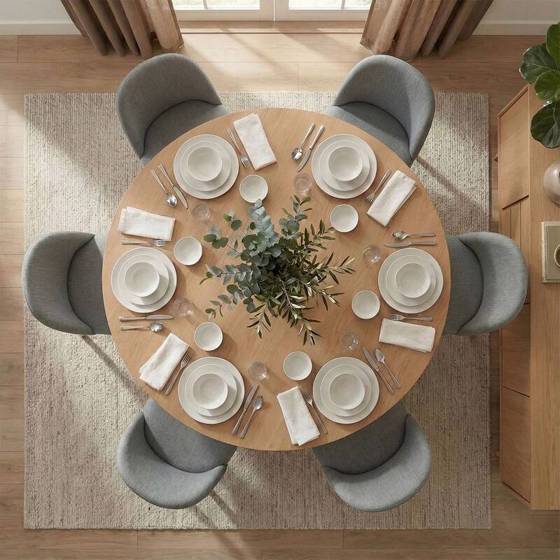 Modern Linen-Blend Parsons Dining Chairs with Solid Wood Legs