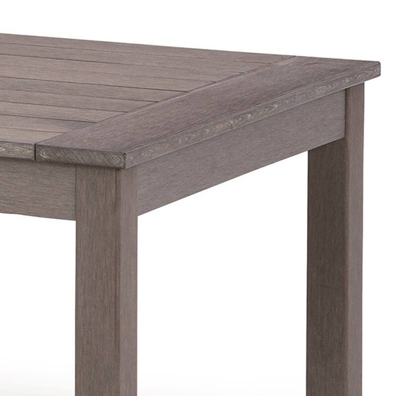 Karo 49 Inch Outdoor Coffee Table, Slatted Top, Modern Style, Taupe Brown