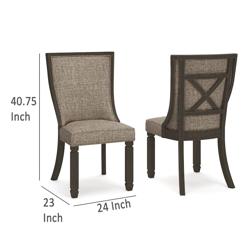Trekk Dining Side Chair Set of 2, Black, Gray Brown Woven Polyester