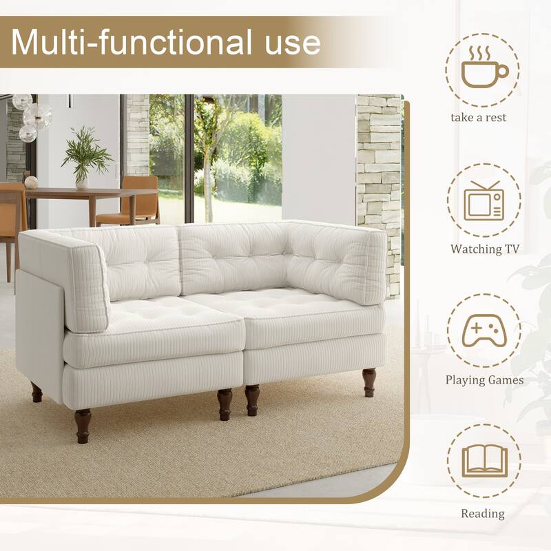 Oversized Sofa Corduroy Tufted Modular Sectional Set