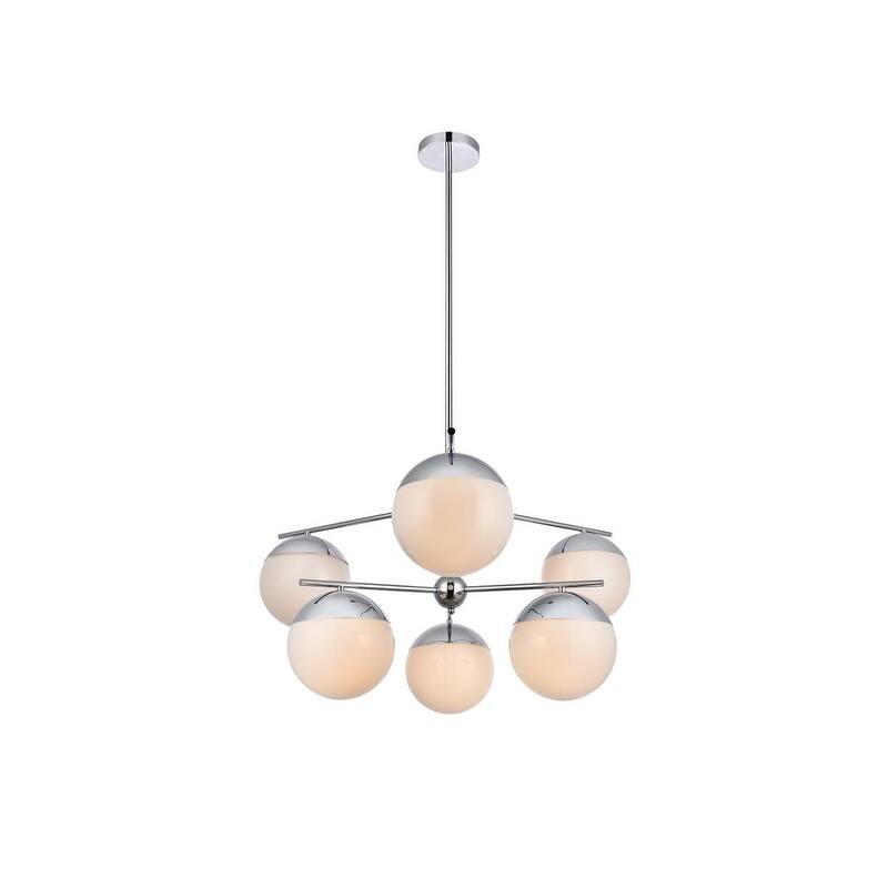 6-Light 36 inch Pendant with Frosted White Glass
