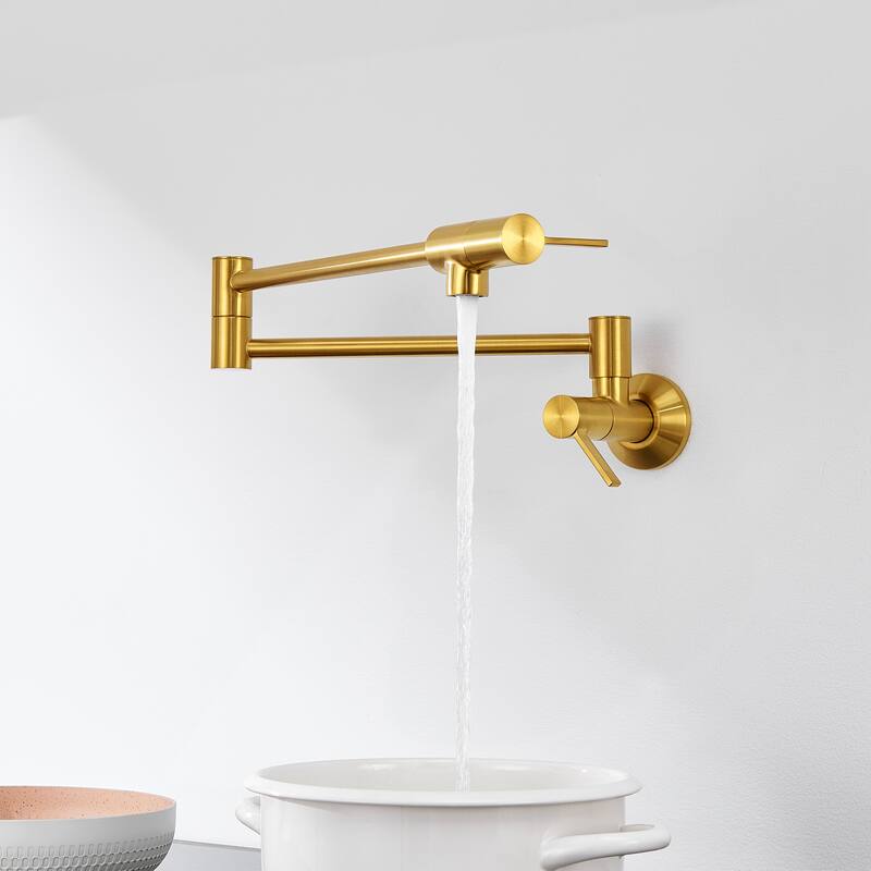 Luxier KTS27 Contemporary Wall-Mounted Pot Filler with 2 Handles