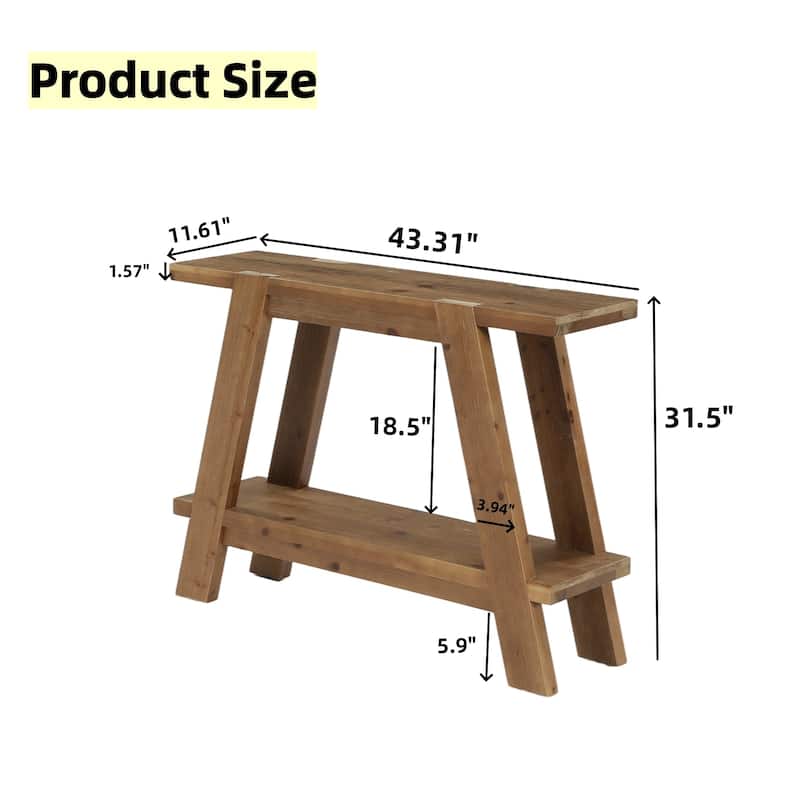 41,3-Inch Wood Entryway Table, 2-Tier Farmhouse Console Table with Storage for Living Room