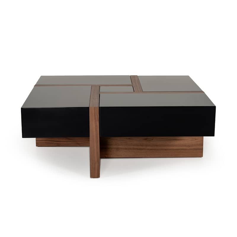 Modrest Makai Modern Black & Walnut Coffee Table