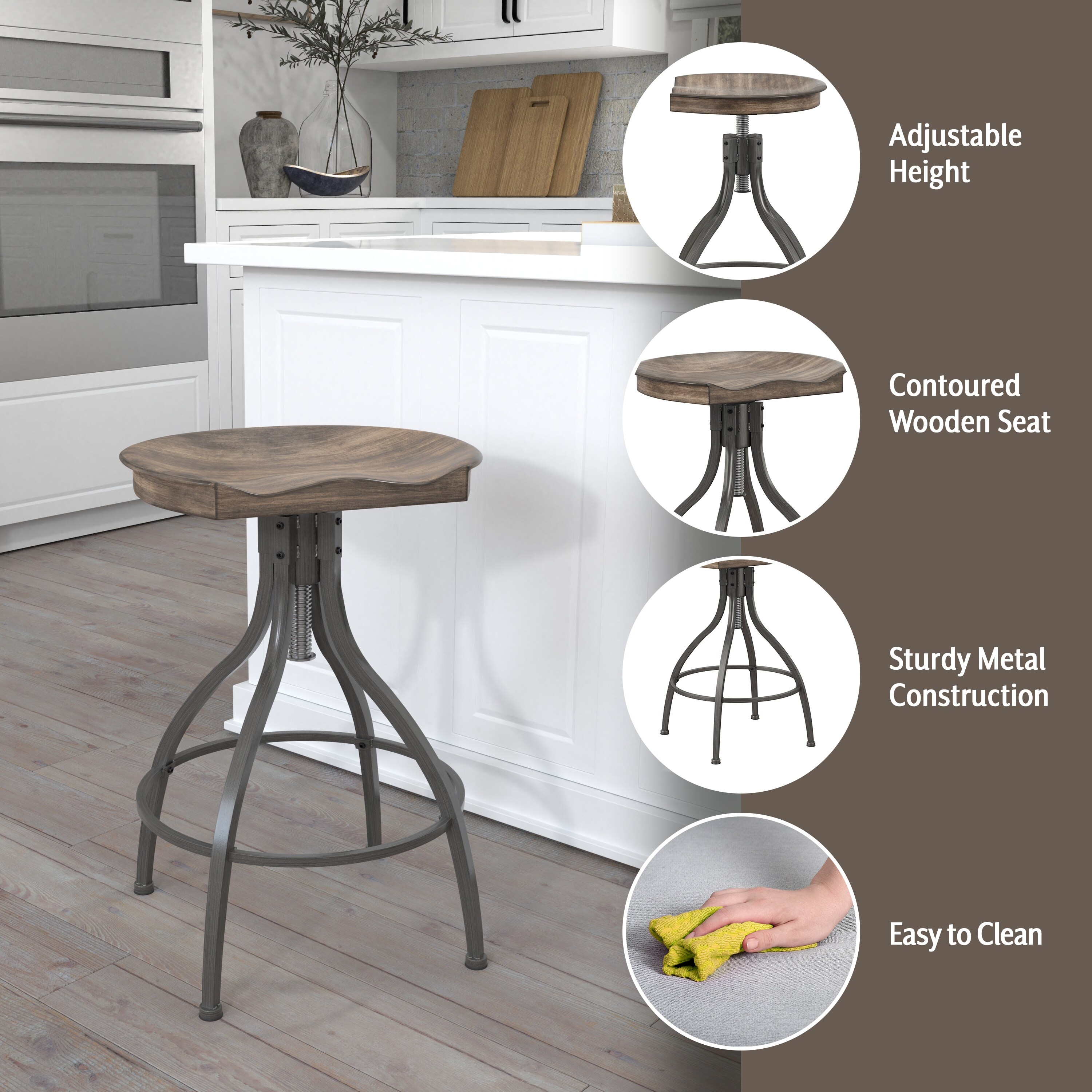 Worland adjustable swivel backless hot sale stool