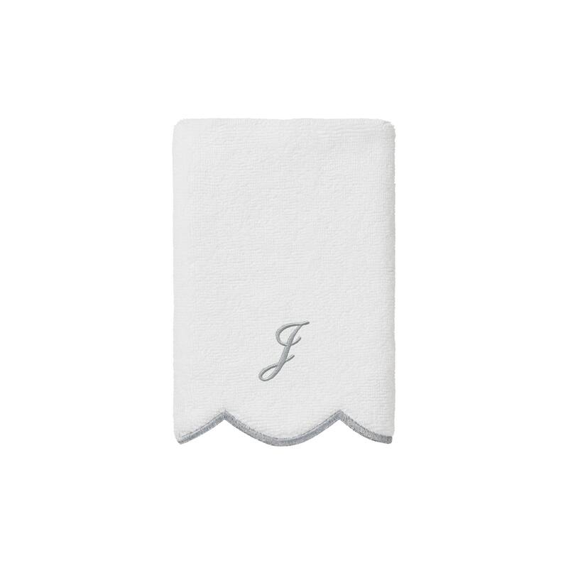 Authentic Hotel and Spa 100% Turkish Cotton Grey ADORNIA Scallop Personalized 3 Piece Towel Set - 3 Piece Set