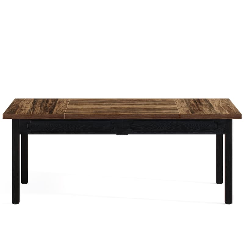 63" Executive Office Desk - Rustic Computer Table with Thick Wood Top, Large Writing Desk with Metal Frame & Back Splash