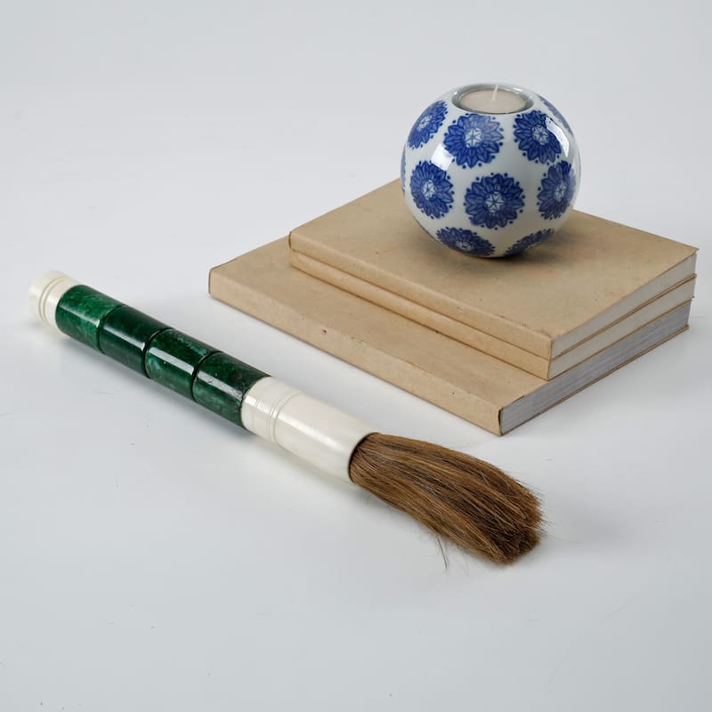 Artissance 16" Green Cylindrical Jade Calligraphy Brush