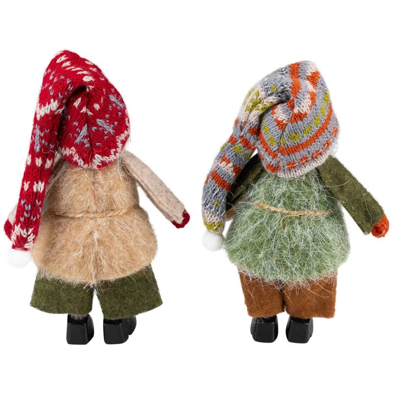 Standing Nordic Gnomes Christmas Decorations - 4.75" - Set of 2