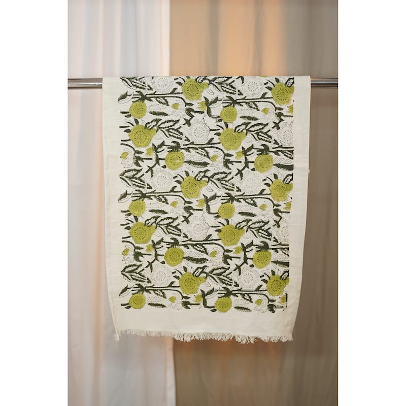 Fabdivine Honeycomb or Waffle Weave Hand Block Floral Print Hand Towel, Kitchen Gift Use