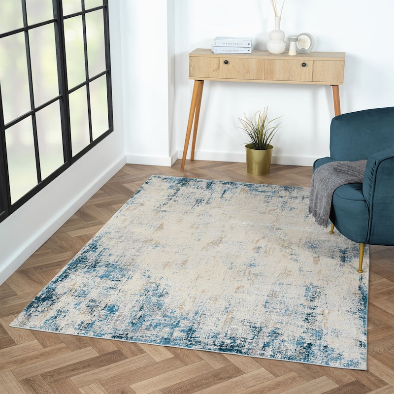 Sevita Gray/Blue Abstract Area Rug