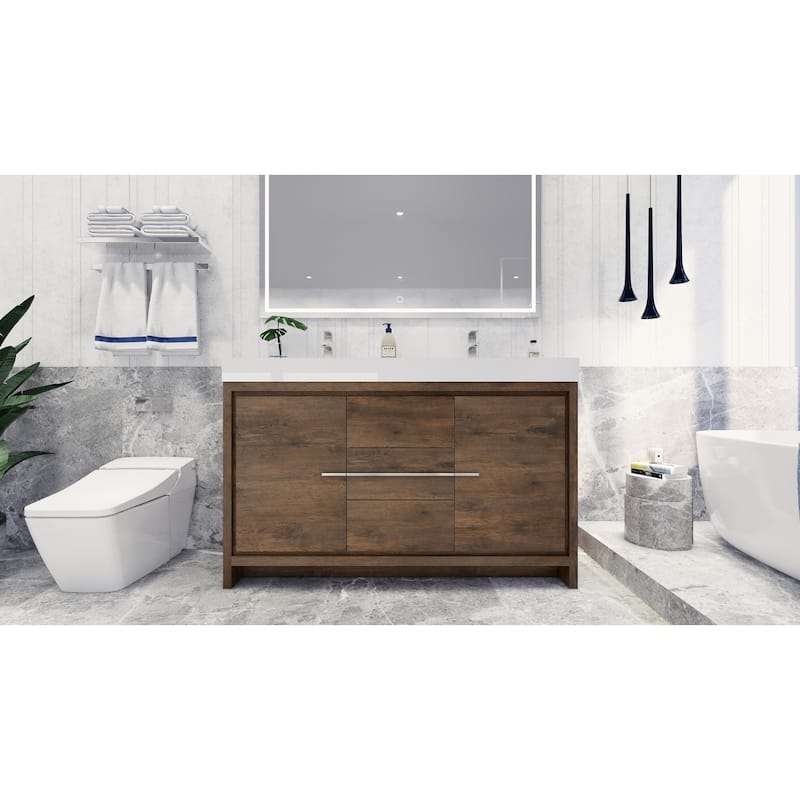 Dove 60'' Freestanding Vanity with Double Reinforced Acrylic Sink