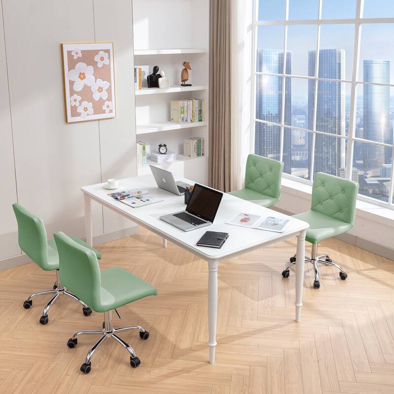 Javlergo Armless Office Desk Chair PU Leather Mid-Back Adjustable Height 360° Rolling Swivel for Home Office Work