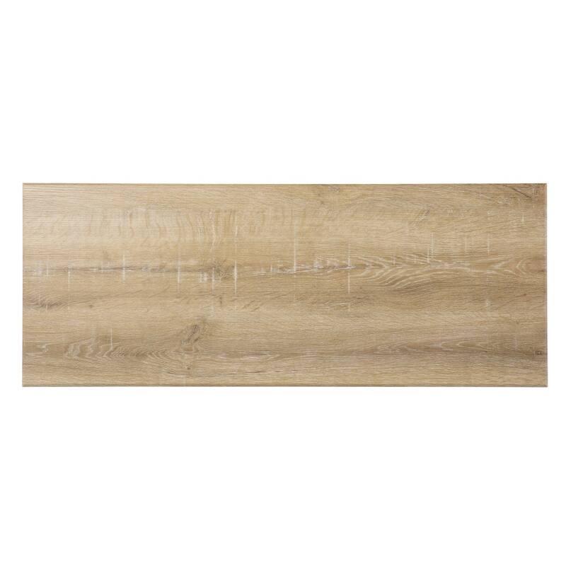 Natural Wood Rectangular Console Table with Floor Shelf and 2 Shelves - 42” L x 15.75” W x 28.5” H