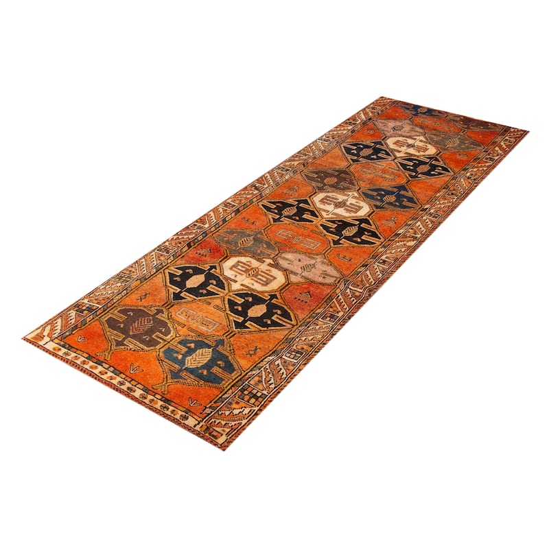 ECARPETGALLERY Hand-knotted Melis Vintage Copper Wool Rug - 3'11 x 11'10