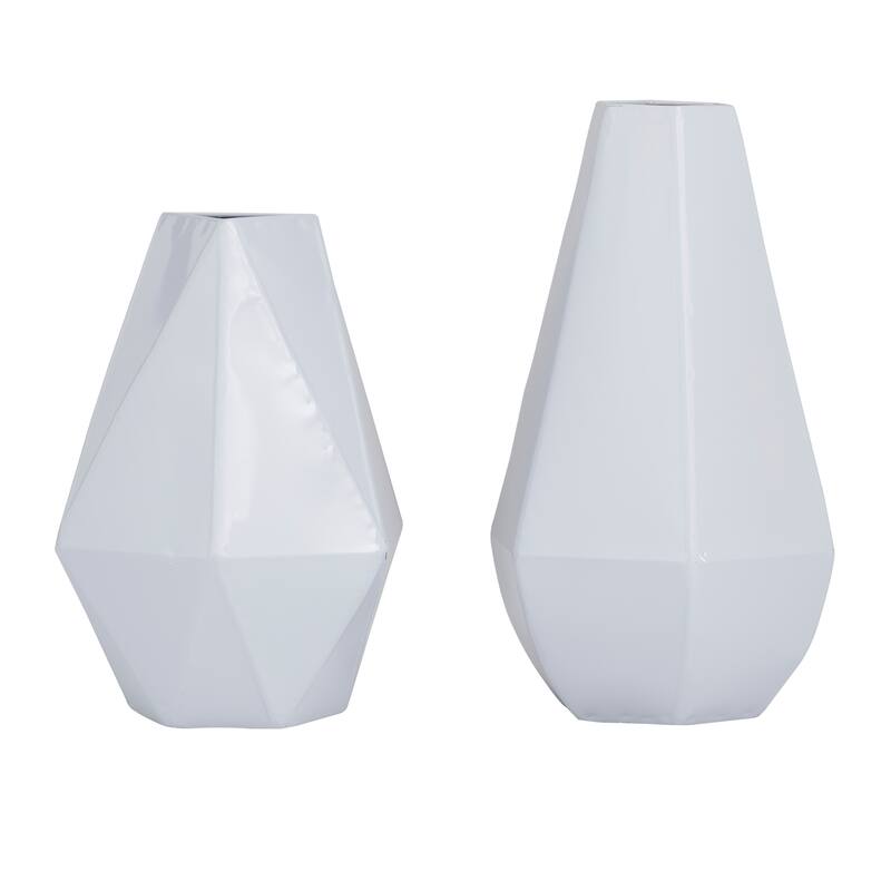 CosmoLiving by Cosmopolitan Metal Geometric Vase (Set of 2) - Blue, Cream, Yellow or White