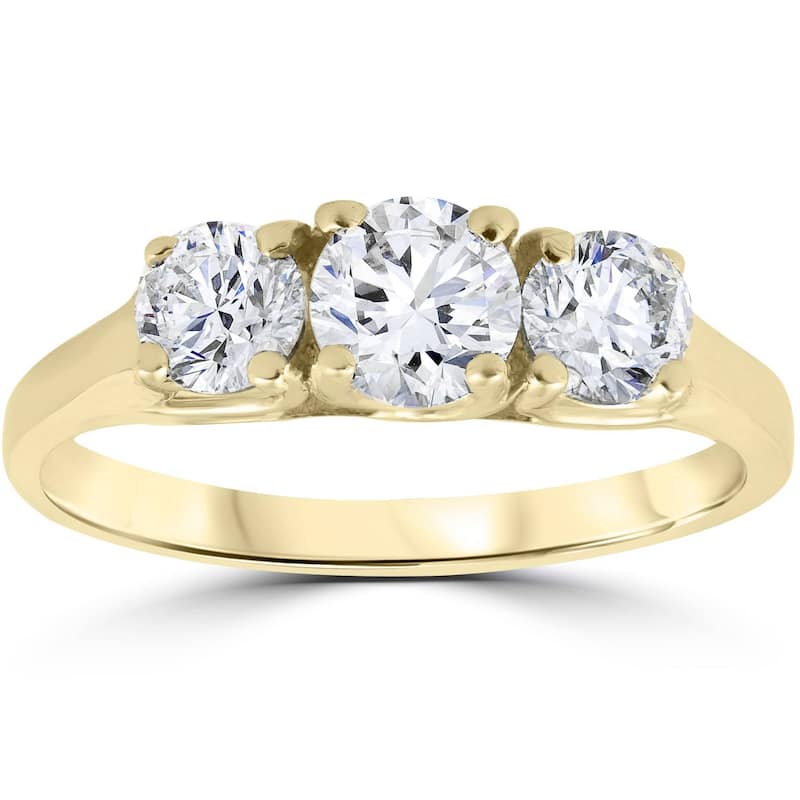 1ct 3-Stone Diamond Engagement Ring Yellow Gold