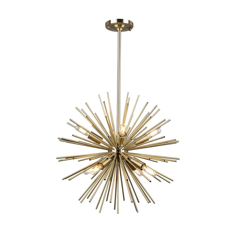 Sunburst 8 Light Chandelier (Satin Brass)