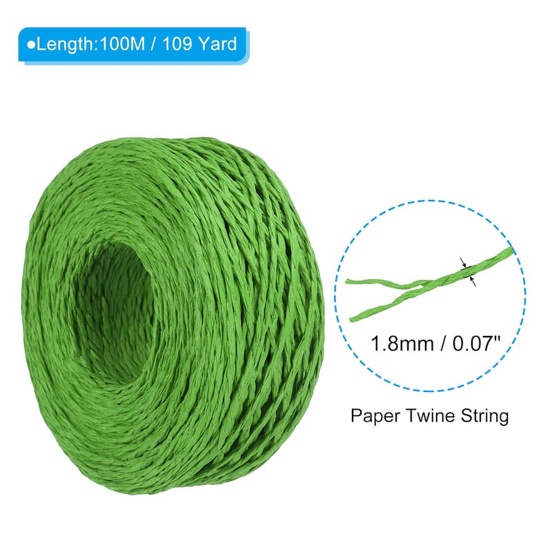 Raffia Ribbon, 109 Yard Paper Twine String for Festival Gifts Wrapping - Green