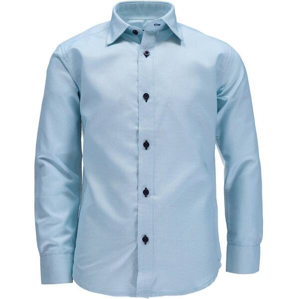 Shop Leo Zachary Boys 8 20 Micro Dress Shirt Blue Overstock