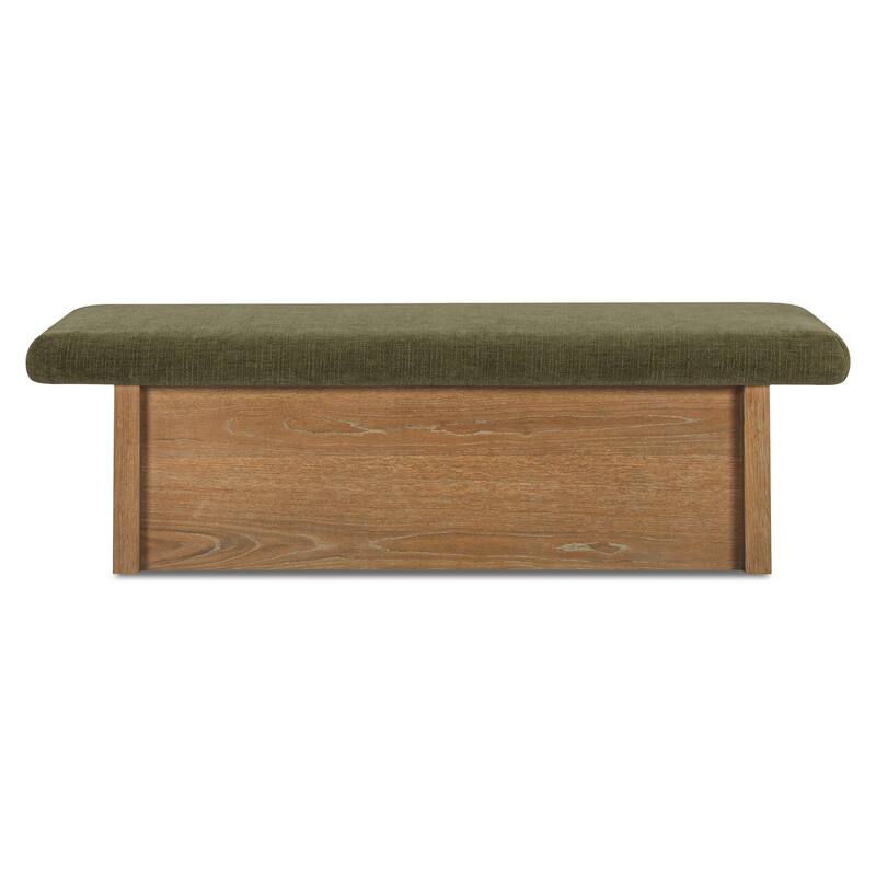 Title: NADAAL STUDIOS Nadaal Orielle Storage Bench, Linen‑Blend Chenille Seat with Oak Veneer Base Oat