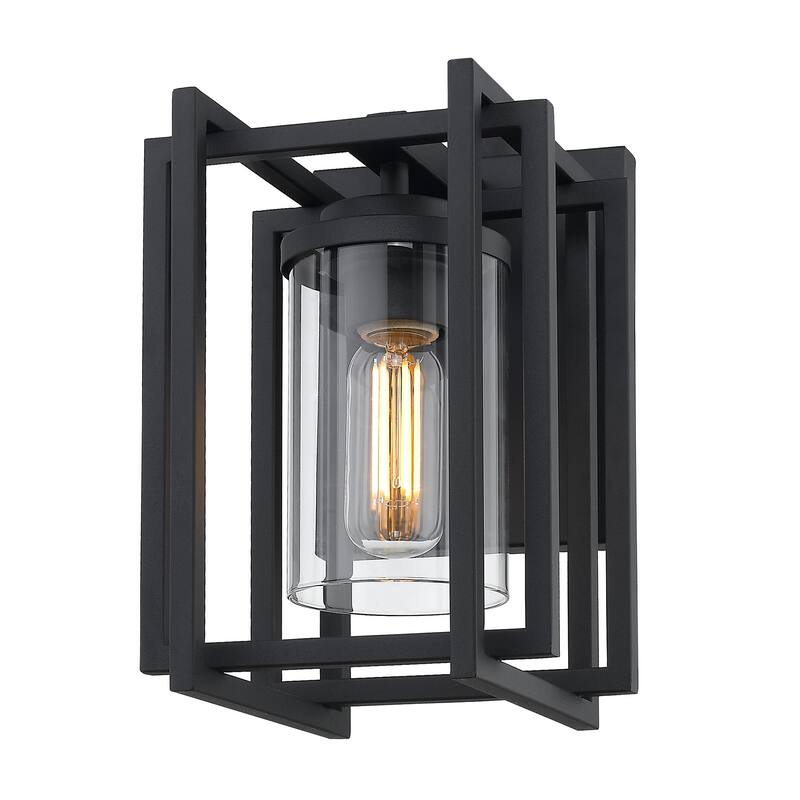 Golden Lighting Tribeca 11" Tall Outdoor Wall Sconce - Natural Black / Clear