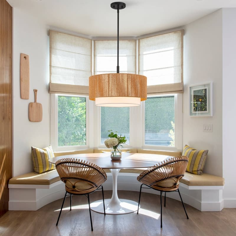 KAWOTI 1-light Adjustable Height Pendant Light with Rattan Shade - W19" x H20"