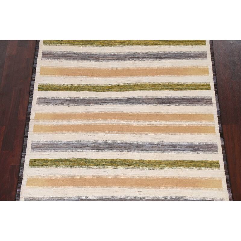 Wool Gabbeh Kashkoli Contemporary Striped Area Rug Hand-knotted Carpet - 5'0" x 8'0"