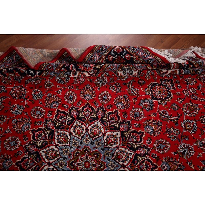 Red Kashan Turkish Area Rug Machine Made Bedroom Carpet - 9'9" x 12'0"