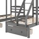 preview thumbnail 11 of 10, Elegant Full over Twin & Twin Triple Bunk Bed with 3 Drawers, Gray