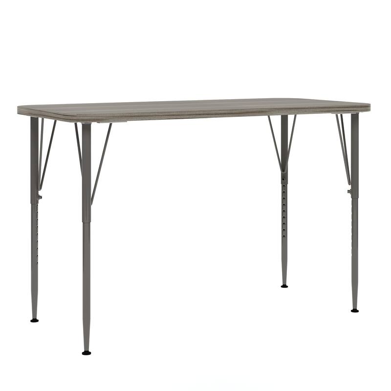 Tot Mate 48" W x 24" D Rectangular Kids Table, Adjustable Height 21" to 30", Ready-To-Assemble - Shadow Elm Gray