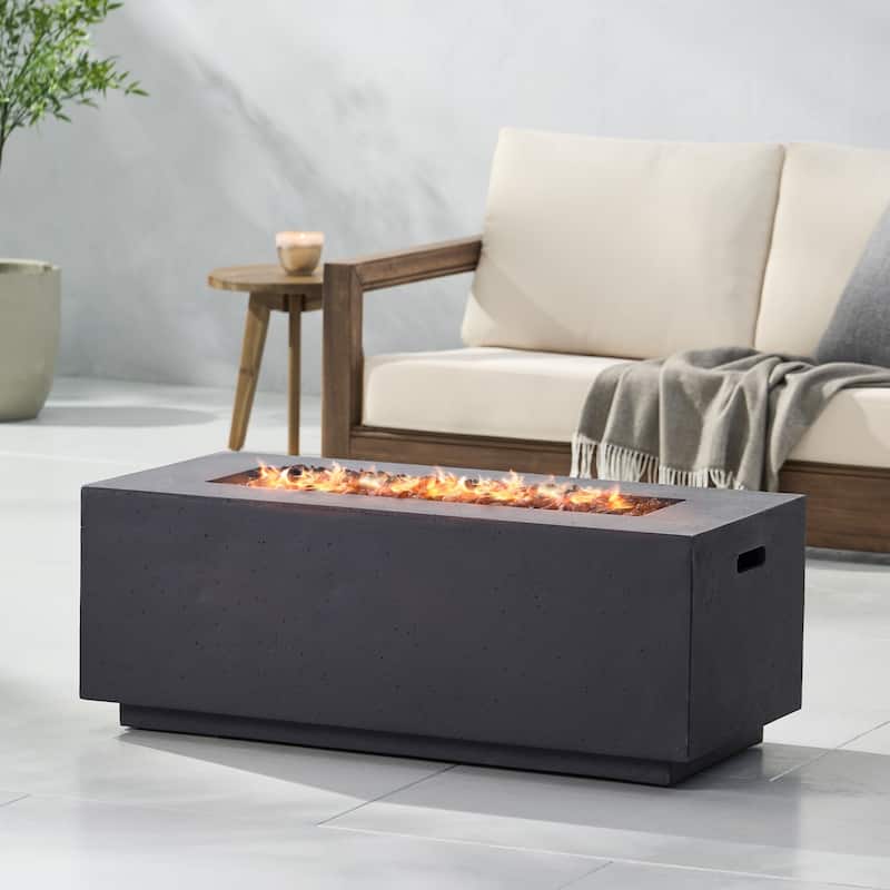 Outdoor 40,000 BTU Rectangular MgO Concrete Propane Fire Pit