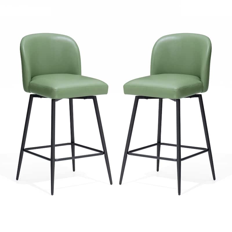 26.77" Counter Height Swivel Bar Stools with Backs and Metal Legs