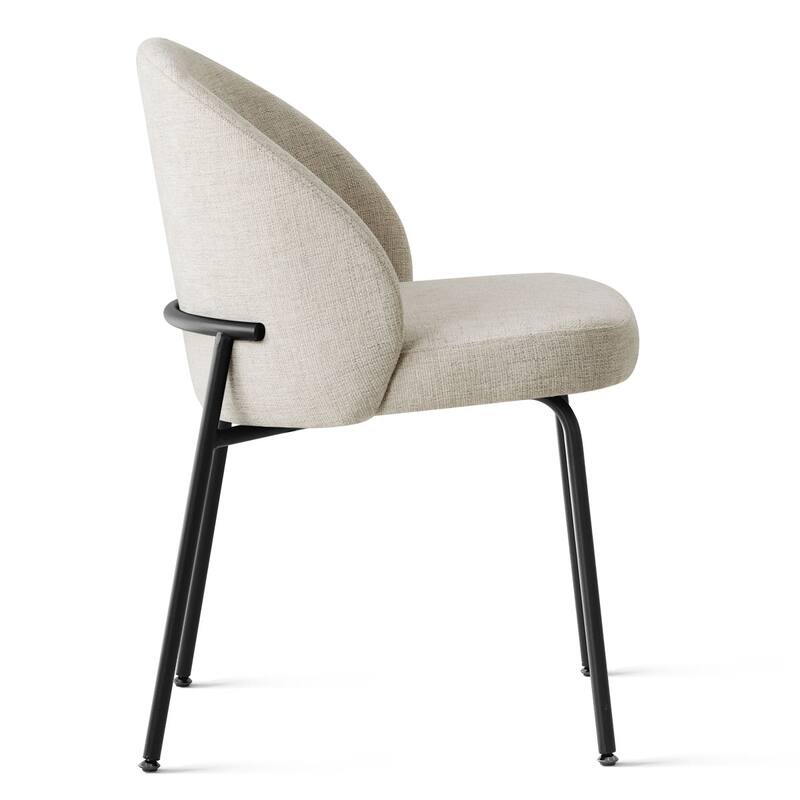 Modern Fabric Dining Chairs with Curved Back and Steel Legs, Set of 4