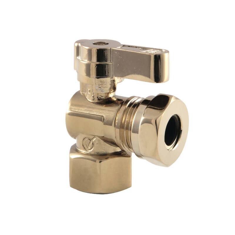 Kingston Brass Slip Joint Angle Stop Valve - Polished Brass