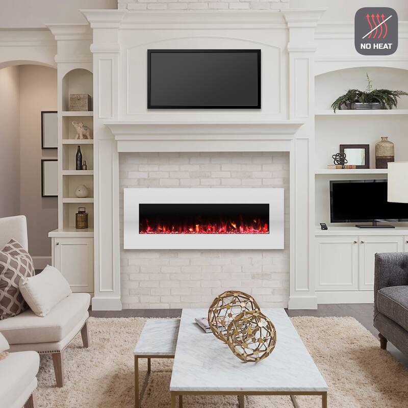 Northwest 50-Inch Heat-Free Wall-Mount Electric Fireplace with 10 Flame Effects