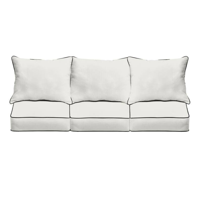Sorra Home Sunbrella Outdoor Deep Seating Sofa Pillow and Cushion Set - 23 in W x 25 in D x 5 in H - Canvas Black 2