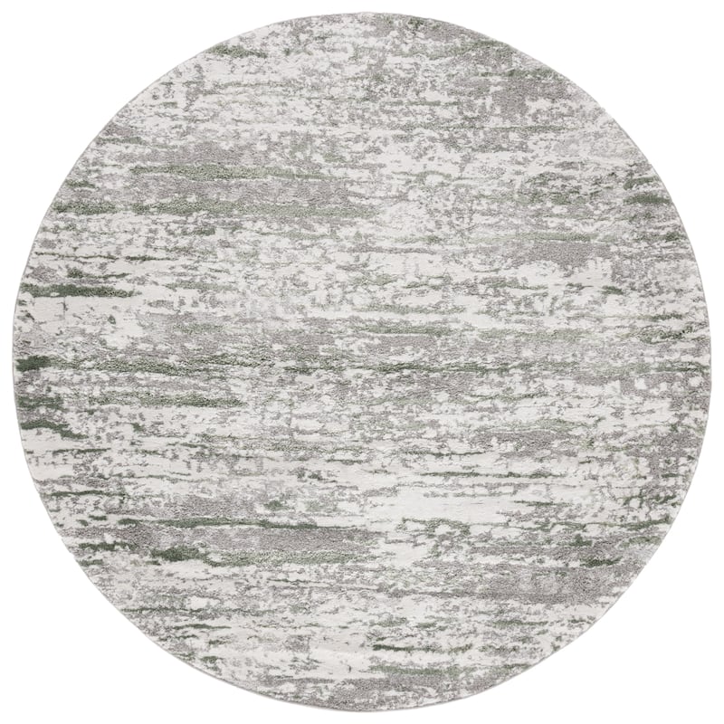SAFAVIEH Century Iida Modern Abstract Rug - 6'7" Round - Grey/Dark Green - Round