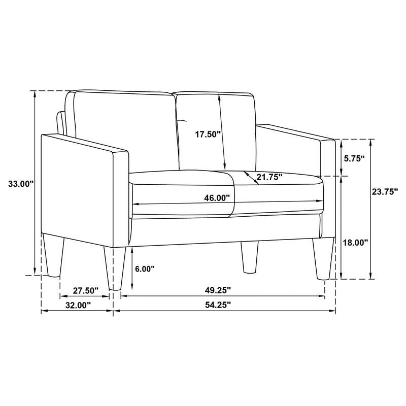 Ruth Fabric Upholstered Track Arm Loveseat