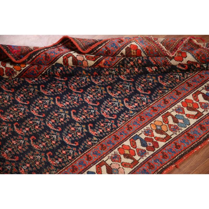 Pre-1900 Antique Malayer Persian Runner Rug Hand-Knotted Wool Carpet - 3'6"x 16'1"