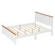 preview thumbnail 6 of 8, Full Size Wood Platform Bed Wooden Slat Support, Vintage Simple Bed Frame with Rectangular Headboard and Footboard, White