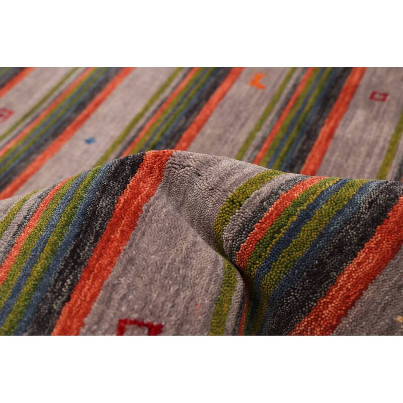 ECARPETGALLERY Hand Loomed Kashkuli Gabbeh Grey Wool Rug - 6'9 x 9'9