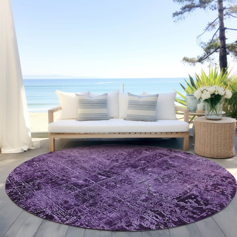 Almisi Artistic Abstract Weather Resistant Blended Style Outdoor Rug