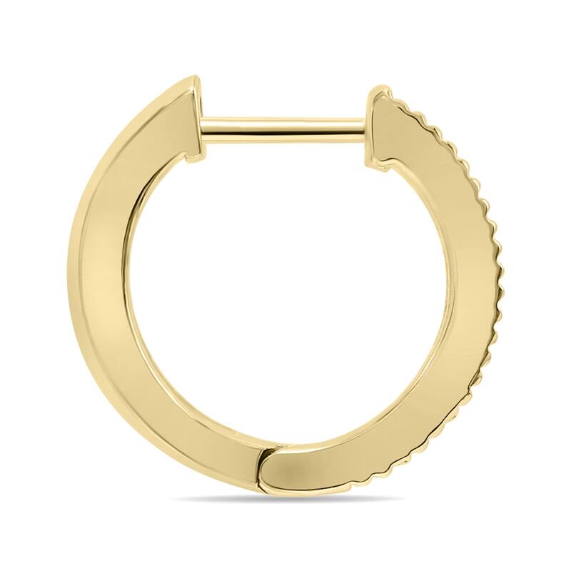 Marquee 1/4 Carat TW Small Diamond Channel Set Huggie Hoop Earrings in 10K Yellow Gold